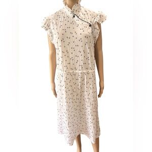 Vintage 90s poly white shift style Cheongsam day dress-XL The dress Express